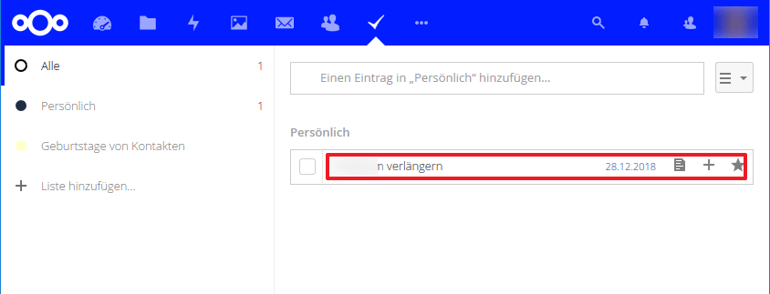 Aufgaben in Nextcloud