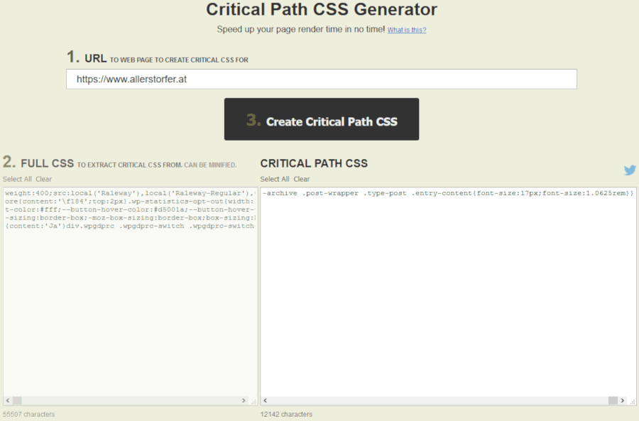 Critical Path CSS Generator