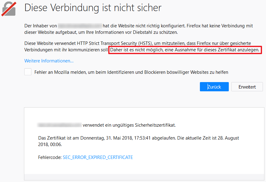 Insecure SSL Cert in Firefox