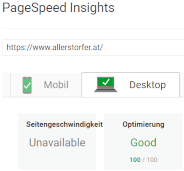 PageSpeed Insights Desktopl allerstorfer.at 100%