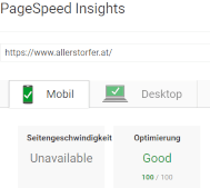 PageSpeed Insights Mobil allerstorfer.at 100%